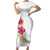 Hawaiian Plumeria and Hibiscus Family Matching Short Sleeve Bodycon Dress and Hawaiian Shirt White Mode