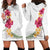 Hawaiian Plumeria and Hibiscus Hoodie Dress White Mode