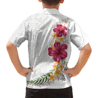 Hawaiian Plumeria and Hibiscus Kid Hawaiian Shirt White Mode