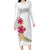 Hawaiian Plumeria and Hibiscus Long Sleeve Bodycon Dress White Mode