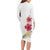 Hawaiian Plumeria and Hibiscus Long Sleeve Bodycon Dress White Mode