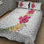 Hawaiian Plumeria and Hibiscus Quilt Bed Set White Mode