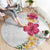 Hawaiian Plumeria and Hibiscus Round Carpet White Mode