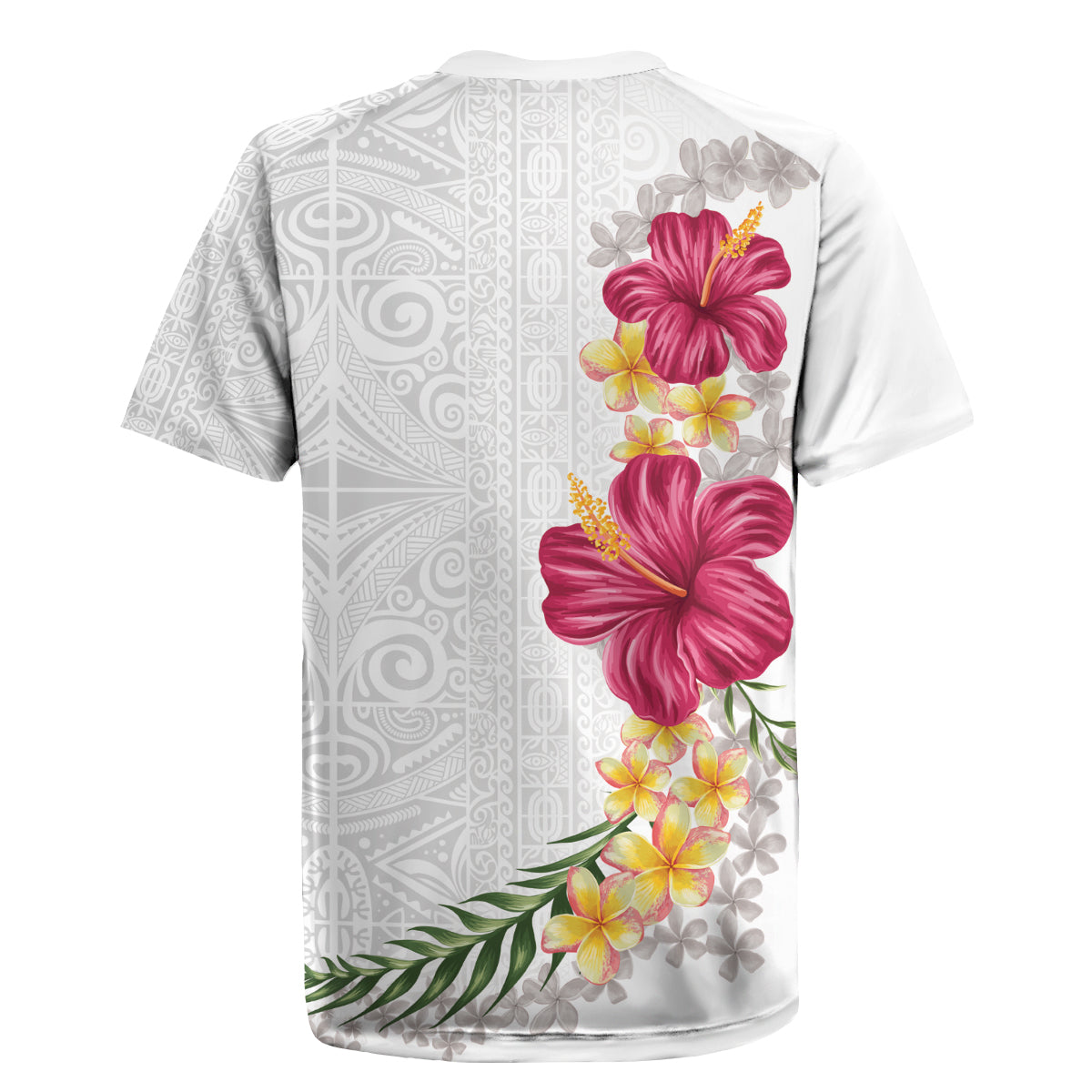 Hawaiian Plumeria and Hibiscus Rugby Jersey White Mode