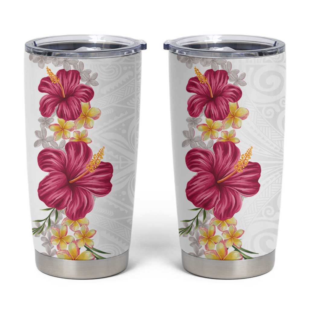 Hawaiian Plumeria and Hibiscus Tumbler Cup White Mode