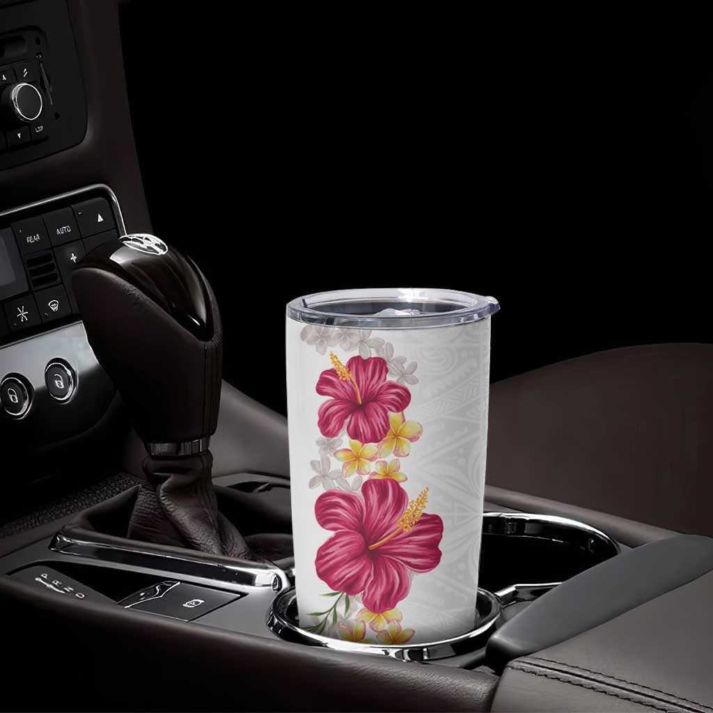 Hawaiian Plumeria and Hibiscus Tumbler Cup White Mode