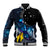 New Zealand Tui Bird Matariki Baseball Jacket Galaxy Fern With Maori Pattern