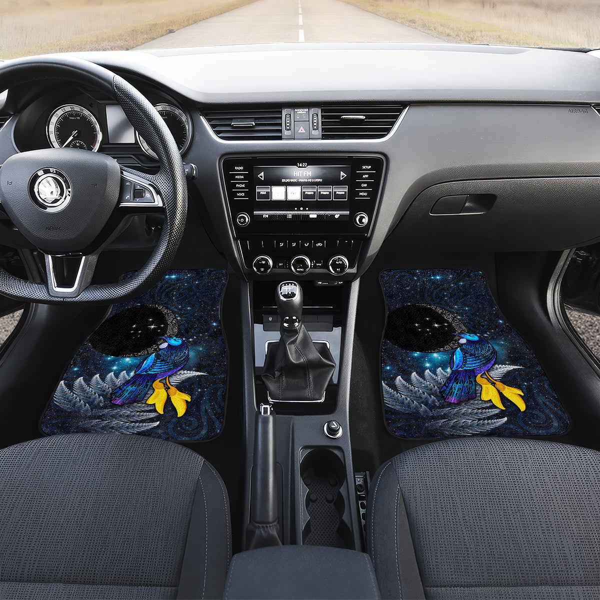 New Zealand Tui Bird Matariki Car Mats Galaxy Fern With Maori Pattern