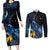 New Zealand Tui Bird Matariki Couples Matching Long Sleeve Bodycon Dress and Long Sleeve Button Shirt Galaxy Fern With Maori Pattern