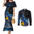 New Zealand Tui Bird Matariki Couples Matching Mermaid Dress and Long Sleeve Button Shirt Galaxy Fern With Maori Pattern