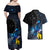 New Zealand Tui Bird Matariki Couples Matching Off Shoulder Maxi Dress and Hawaiian Shirt Galaxy Fern With Maori Pattern