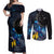 New Zealand Tui Bird Matariki Couples Matching Off Shoulder Maxi Dress and Long Sleeve Button Shirt Galaxy Fern With Maori Pattern