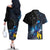 New Zealand Tui Bird Matariki Couples Matching Off The Shoulder Long Sleeve Dress and Hawaiian Shirt Galaxy Fern With Maori Pattern