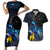 New Zealand Tui Bird Matariki Couples Matching Short Sleeve Bodycon Dress and Hawaiian Shirt Galaxy Fern With Maori Pattern