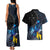 New Zealand Tui Bird Matariki Couples Matching Tank Maxi Dress and Hawaiian Shirt Galaxy Fern With Maori Pattern