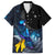 New Zealand Tui Bird Matariki Family Matching Off The Shoulder Long Sleeve Dress and Hawaiian Shirt Galaxy Fern With Maori Pattern