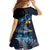 New Zealand Tui Bird Matariki Family Matching Off Shoulder Short Dress and Hawaiian Shirt Galaxy Fern With Maori Pattern