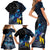 New Zealand Tui Bird Matariki Family Matching Short Sleeve Bodycon Dress and Hawaiian Shirt Galaxy Fern With Maori Pattern