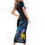 New Zealand Tui Bird Matariki Family Matching Short Sleeve Bodycon Dress and Hawaiian Shirt Galaxy Fern With Maori Pattern