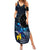 New Zealand Tui Bird Matariki Family Matching Summer Maxi Dress and Hawaiian Shirt Galaxy Fern With Maori Pattern