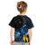 New Zealand Tui Bird Matariki Kid T Shirt Galaxy Fern With Maori Pattern