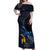 New Zealand Tui Bird Matariki Off Shoulder Maxi Dress Galaxy Fern With Maori Pattern