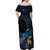 New Zealand Tui Bird Matariki Off Shoulder Maxi Dress Galaxy Fern With Maori Pattern