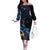 New Zealand Tui Bird Matariki Off The Shoulder Long Sleeve Dress Galaxy Fern With Maori Pattern