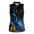 New Zealand Tui Bird Matariki Women Sleeveless Polo Shirt Galaxy Fern With Maori Pattern