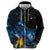 New Zealand Tui Bird Matariki Zip Hoodie Galaxy Fern With Maori Pattern