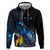 New Zealand Tui Bird Matariki Zip Hoodie Galaxy Fern With Maori Pattern