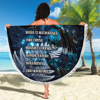 New Zealand Tui Bird Beach Blanket Matariki Poetry Pattern Galaxy Style