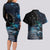 New Zealand Tui Bird Couples Matching Long Sleeve Bodycon Dress and Hawaiian Shirt Matariki Poetry Pattern Galaxy Style