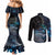 New Zealand Tui Bird Couples Matching Mermaid Dress and Long Sleeve Button Shirt Matariki Poetry Pattern Galaxy Style