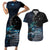 New Zealand Tui Bird Couples Matching Short Sleeve Bodycon Dress and Hawaiian Shirt Matariki Poetry Pattern Galaxy Style