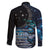 New Zealand Tui Bird Family Matching Long Sleeve Bodycon Dress and Hawaiian Shirt Matariki Poetry Pattern Galaxy Style