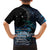 New Zealand Tui Bird Family Matching Off The Shoulder Long Sleeve Dress and Hawaiian Shirt Matariki Poetry Pattern Galaxy Style