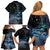 New Zealand Tui Bird Family Matching Off Shoulder Short Dress and Hawaiian Shirt Matariki Poetry Pattern Galaxy Style