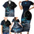 New Zealand Tui Bird Family Matching Short Sleeve Bodycon Dress and Hawaiian Shirt Matariki Poetry Pattern Galaxy Style