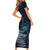 New Zealand Tui Bird Family Matching Short Sleeve Bodycon Dress and Hawaiian Shirt Matariki Poetry Pattern Galaxy Style