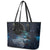 New Zealand Tui Bird Leather Tote Bag Matariki Poetry Pattern Galaxy Style