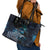 New Zealand Tui Bird Leather Tote Bag Matariki Poetry Pattern Galaxy Style