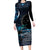 New Zealand Tui Bird Long Sleeve Bodycon Dress Matariki Poetry Pattern Galaxy Style