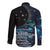 New Zealand Tui Bird Long Sleeve Button Shirt Matariki Poetry Pattern Galaxy Style