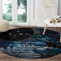 New Zealand Tui Bird Round Carpet Matariki Poetry Pattern Galaxy Style