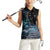 New Zealand Tui Bird Women Sleeveless Polo Shirt Matariki Poetry Pattern Galaxy Style