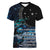 New Zealand Tui Bird Women V-Neck T-Shirt Matariki Poetry Pattern Galaxy Style