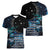 New Zealand Tui Bird Women V-Neck T-Shirt Matariki Poetry Pattern Galaxy Style