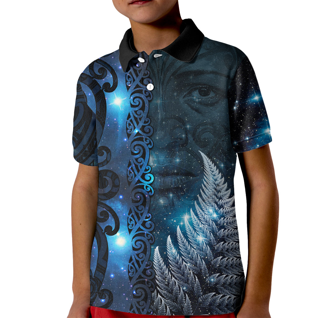 New Zealand Matariki Kid Polo Shirt The Tribal Maori Face and Silver Fern