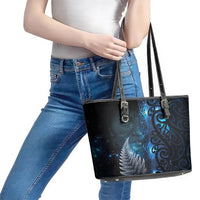 New Zealand Matariki Leather Tote Bag The Tribal Maori Face and Silver Fern